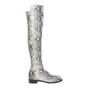 Stuart Weitzman pathython‎ over the knee flat heel boots Cream